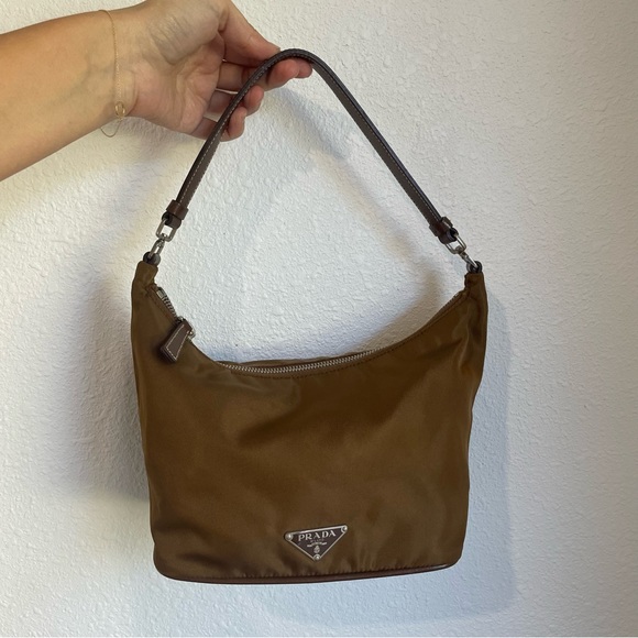 Prada Tessuto Sirio Brown Pochette small Nylon Shoulder bag - Picture 2 of 16